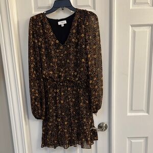 Evereve Black and Gold Floral Dress